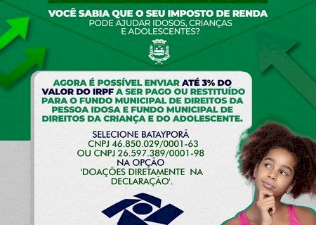 Contribuintes podem doar 3% do IRPF para fundos municipais de Direitos da Pessoa Idosa e da Criança e do Adolescente