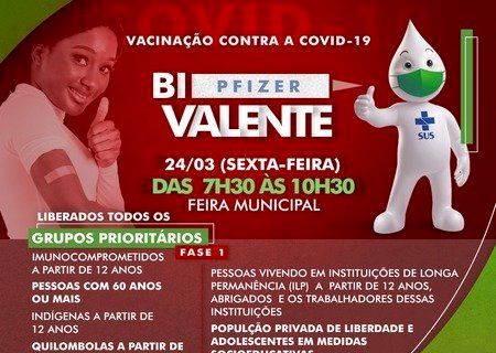 Com todos grupos prioritários liberados, vacinação bivalente em Batayporã acontece nesta sexta-feira (24)