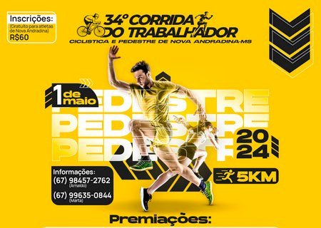 Inscrições abertas para a 34ª Corrida Ciclística e Pedestre do Trabalhador de Nova Andradina