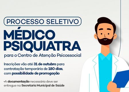 Nova Andradina abre processe seletivo para médico psiquiatra no CAPS