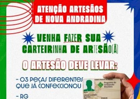 Carteira Nacional do Artesão será emitida nesta quinta-feira (16) em Nova Andradina